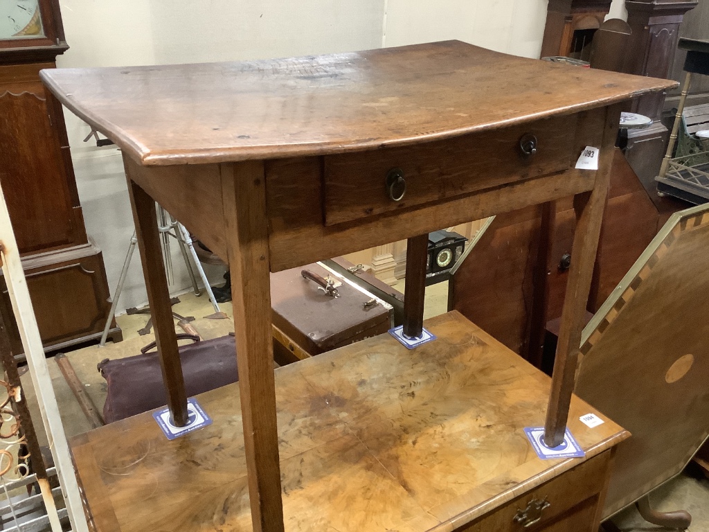 A George III oak side table, with one drawer, width 86cm, depth 54cm, height 70cm